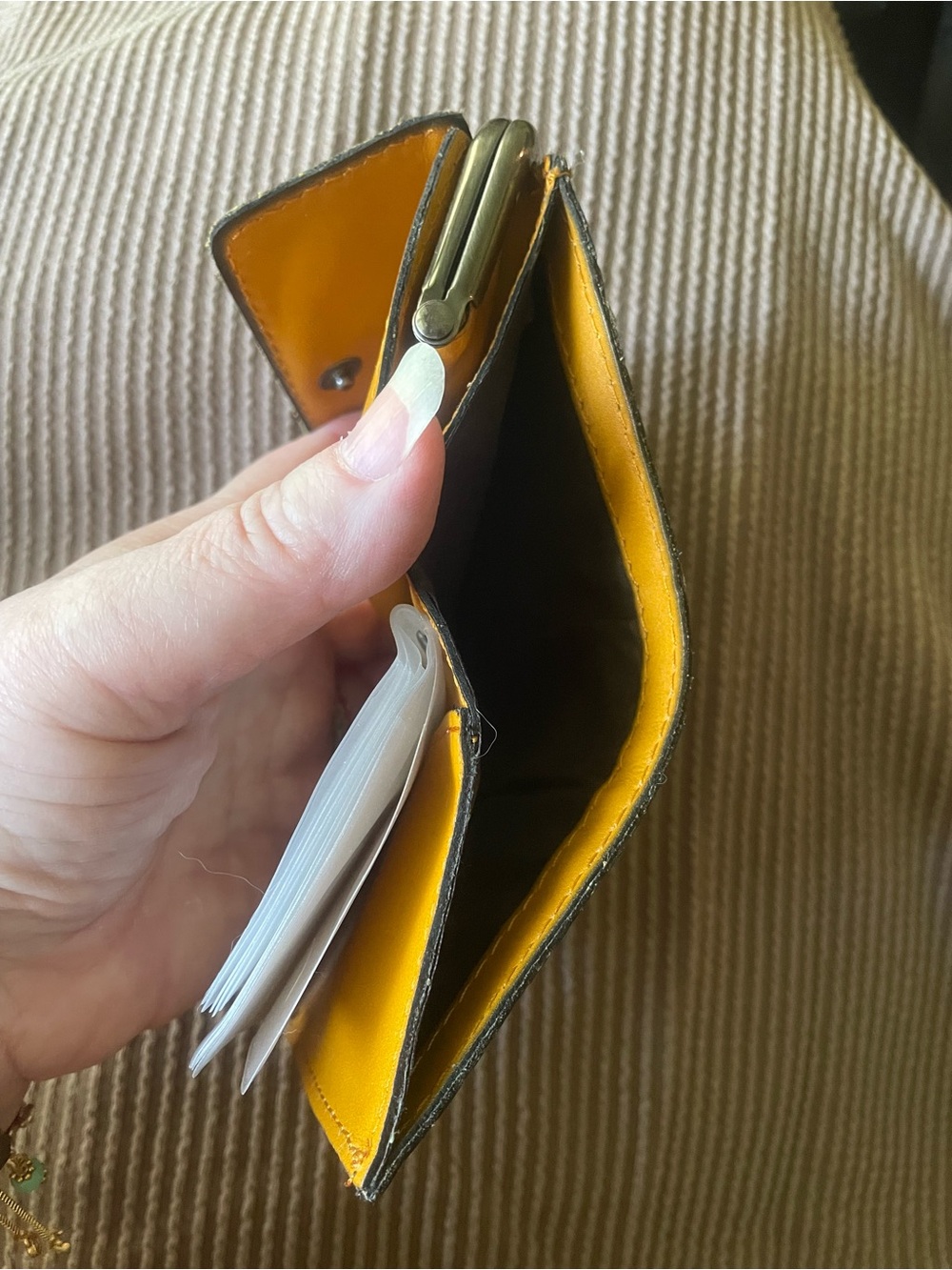 Patricia Nash Yellow and Black Snake-Print Leather Coin & Card Holder Wallet - Picture 9 of 10